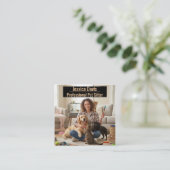 Customizable Pet Sitter Photo Business Card Quadratische Visitenkarte (Stehend Vorderseite)