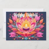 Customizable Petals Aglow Diwali Card Einladung (Vorderseite)