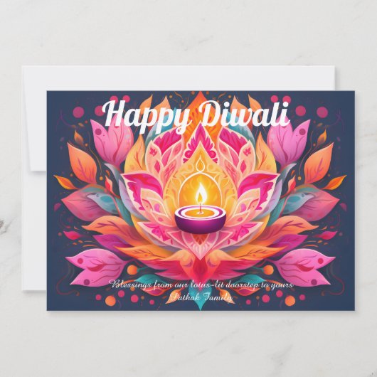 Customizable Petals Aglow Diwali Card Einladung (Vorderseite)