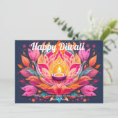 Customizable Petals Aglow Diwali Card Einladung (Stehend Vorderseite)