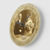 Customizable Photo Clock Gold Damask Roman Numeral Große Wanduhr (Winkel)