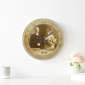 Customizable Photo Clock Gold Damask Roman Numeral Große Wanduhr (Zuhause)