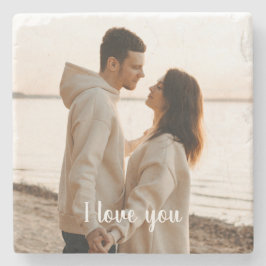 Customizable Photo 'I Love You' Valentine's Day  Steinuntersetzer