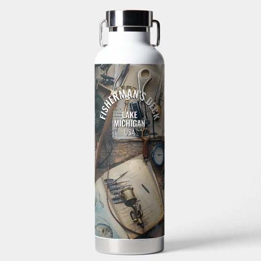 Customizable Photography Fisherman´s Gear Retro  Trinkflasche (Vorderseite)
