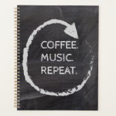 Customizable Phrase Coffee. Music. Repeat. Planer (Vorderseite)