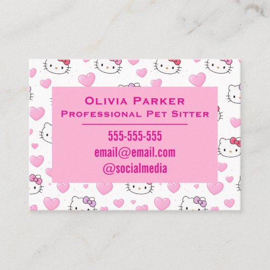 Customizable Pink Business Card for Pet Sitter Visitenkarte (Vorderseite)