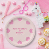 Customizable Pink Heart Paper Plates Pappteller (Party)