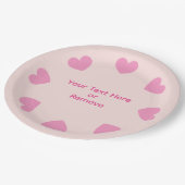 Customizable Pink Heart Paper Plates Pappteller (Schrägansicht)