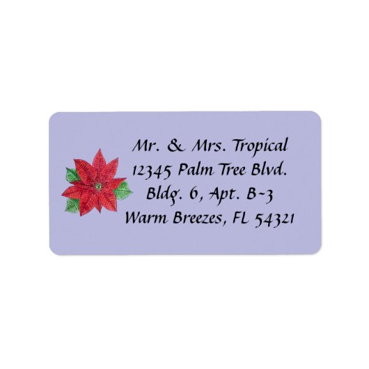 Customizable Poinsettia Address Labels - Lavender Adressaufkleber (Vorne)