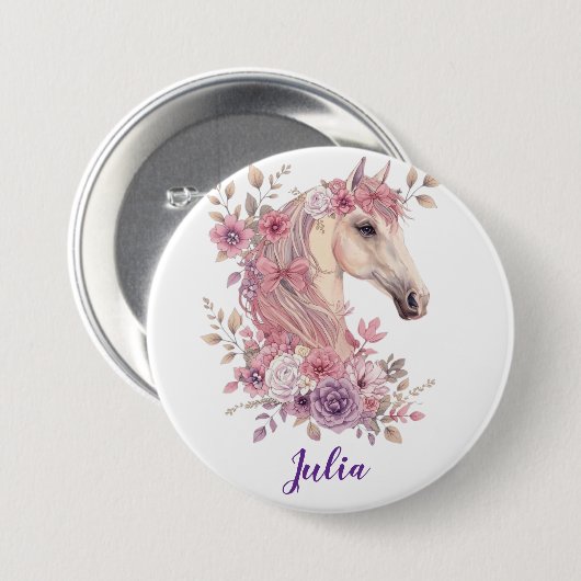 Customizable Pretty Ponies and Petals Button (Vorne & Hinten)