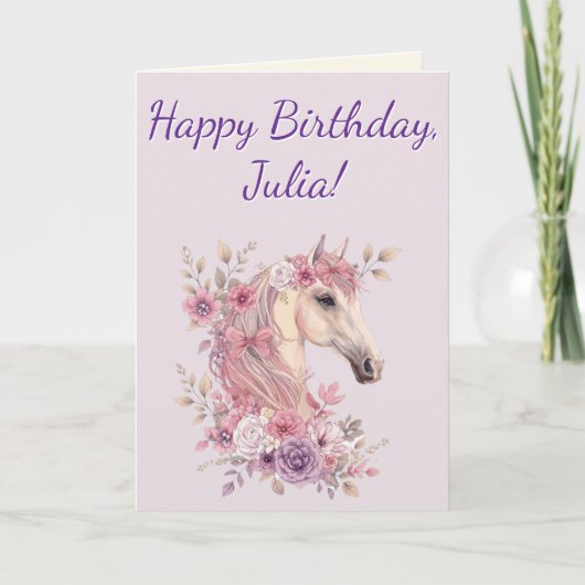 Customizable Pretty Ponies and Petals Horse Karte (Vorderseite)