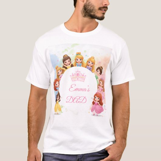 Customizable Princess Birthday T-Shirt for Dad (Vorderseite)