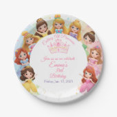 Customizable Princess Girl Birthday Paper Plate Pappteller (Vorderseite)