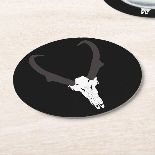 Customizable Pronghorn Skull Runder Pappuntersetzer (Angewinkelt)