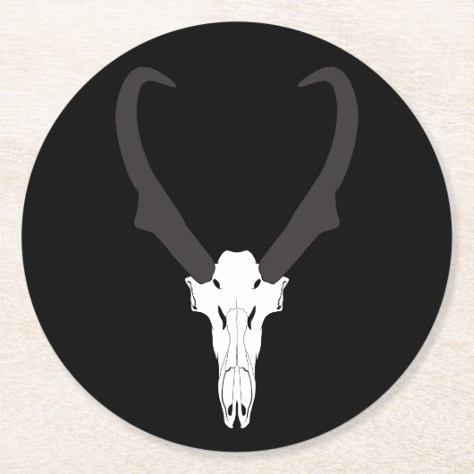 Customizable Pronghorn Skull Runder Pappuntersetzer (Vorderseite)