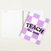 Customizable Purple Checkered Teacher Planner Planer (Anzeige)