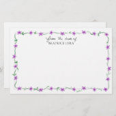 Customizable Purple Floral Briefpapier (Vorne/Hinten)