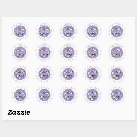 Customizable Purple Floral Easter Sticker  (Blatt)