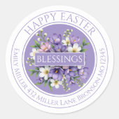 Customizable Purple Floral Easter Sticker  (Vorderseite)