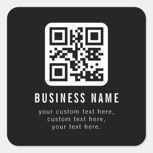 Customizable QR Code & Editable Text Design Quadratischer Aufkleber (Vorderseite)
