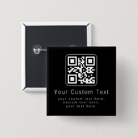 Customizable QR Code & Editable Text Template Button (Vorne & Hinten)