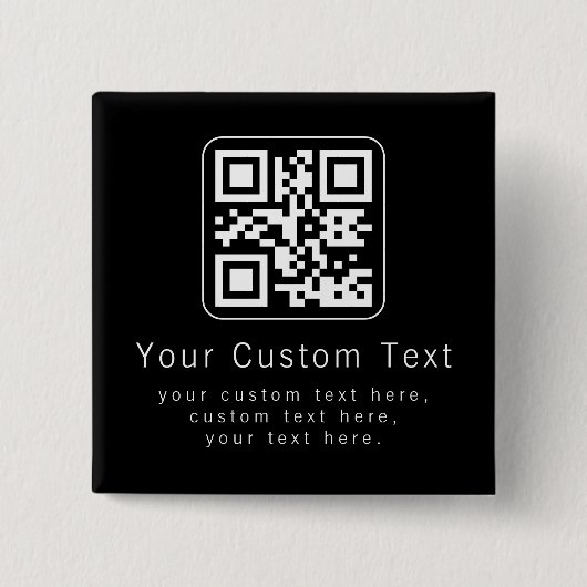 Customizable QR Code & Editable Text Template Button (Vorderseite)