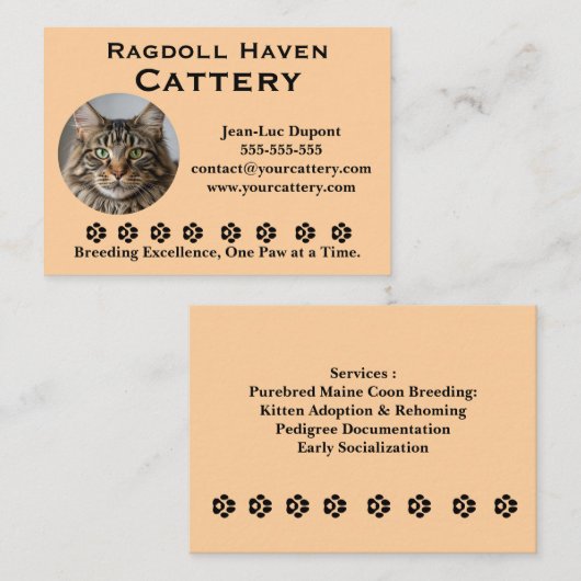 Customizable Ragdoll Cattery Business Card Visitenkarte (Vorne/Hinten)