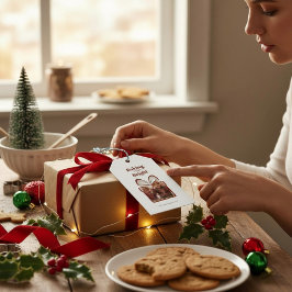 Customizable Red Christmas gift photo template Geschenkanhänger