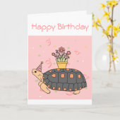 Customizable Redfoot Tortoise Birthday Card 3 Karte (Gelbe Blume)