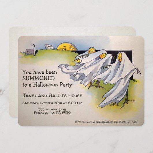 Customizable Retro Spooky Halloween Invitation Einladung (Vorne/Hinten)