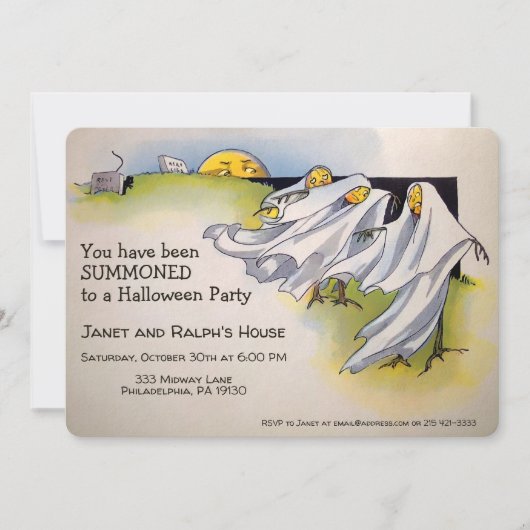 Customizable Retro Spooky Halloween Invitation Einladung (Vorderseite)