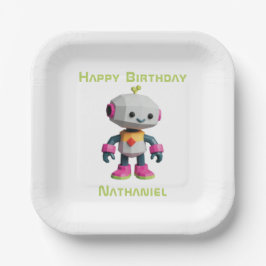 Customizable Robot Kids Paper Plates Pappteller