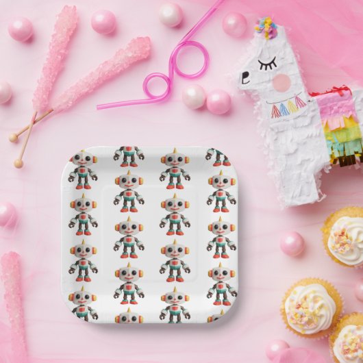 Customizable Robot Kids Pappteller (Party)