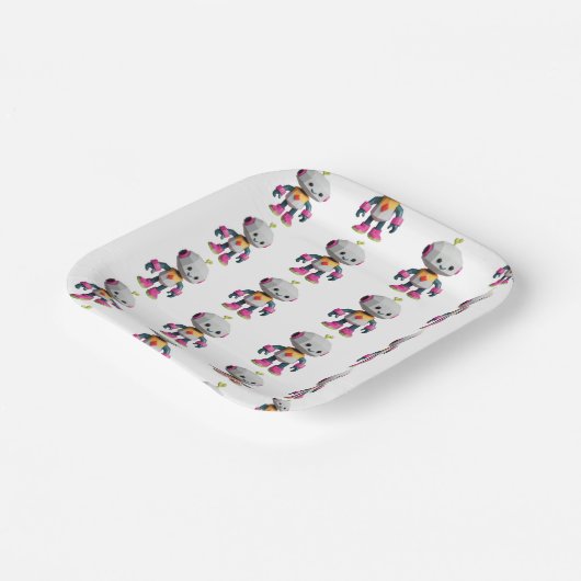 Customizable Robot Kids Pappteller (Gewinkelt)