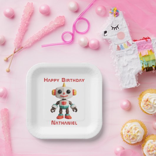 Customizable Robot Kids Pappteller (Party)