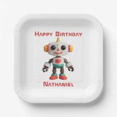 Customizable Robot Kids Pappteller (Vorderseite)
