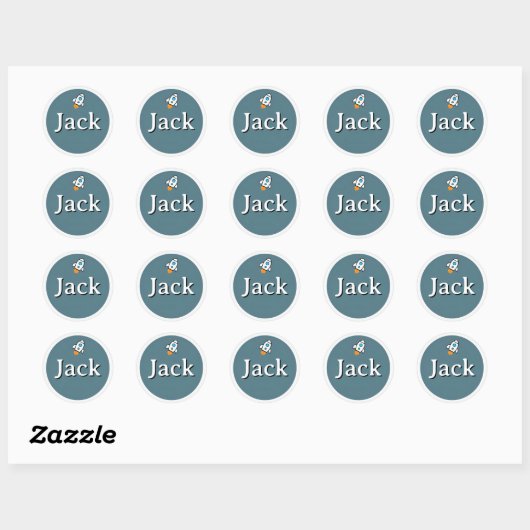 Customizable Rocket Space Kids Name Sticker (Blatt)