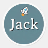Customizable Rocket Space Kids Name Sticker (Vorderseite)