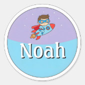 Customizable Rocket Superhero Design Name Sticker (Vorderseite)