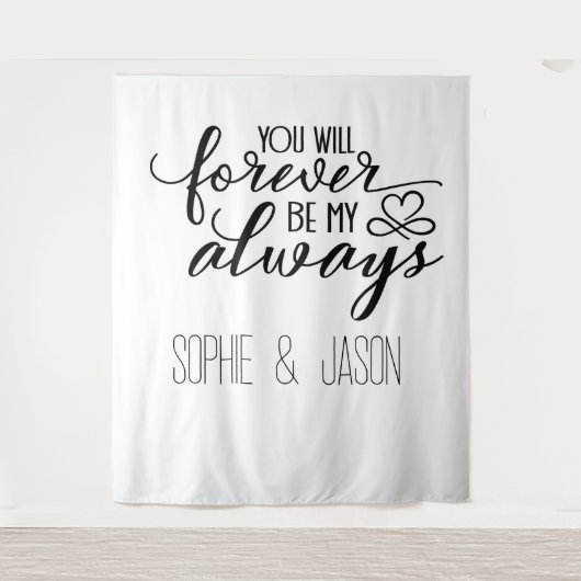 Customizable Romantic Quote Backdrop Wandteppich (Vorderseite)