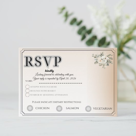 Customizable RSVP Card | Track Guest Attendance (Stehend Vorderseite)