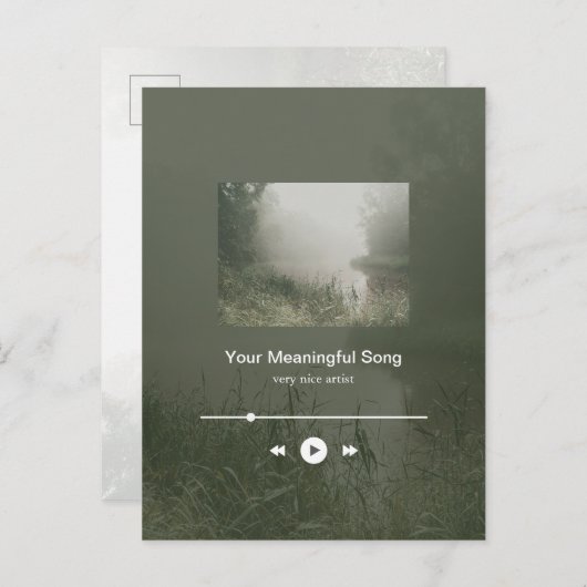 Customizable Sage Green Riverside Music Player Postkarte (Vorne/Hinten)