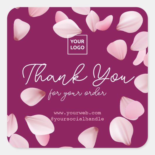Customizable Sakura Business Thank You  Quadratischer Aufkleber (Vorderseite)