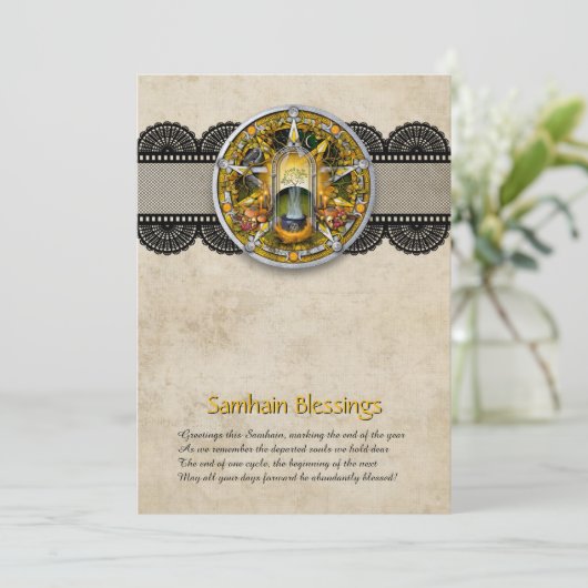 Customizable Samhain Greeting Card Dankeskarte (Stehend Vorderseite)