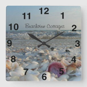 Customizable Sanibel Island Beach Clock Quadratische Wanduhr