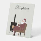 Customizable Santa Fireplace Pattern Table Sign Sockelschild (Vorderseite)