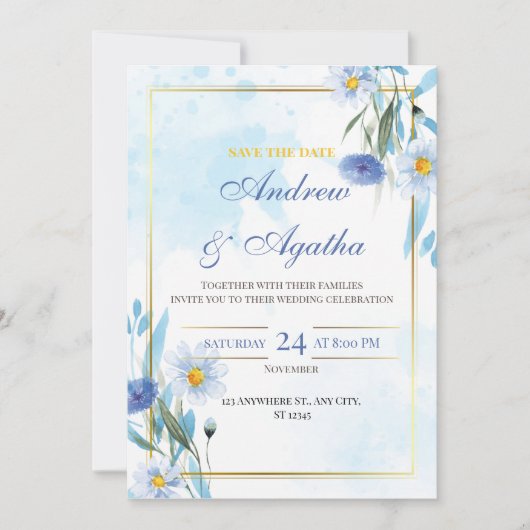 Customizable save the date weddind invitation dankeskarte (Vorderseite)