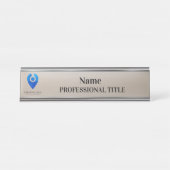 Customizable Silver Name Plate with Logo & Slogan  Schreibtischnamensplakette (Vorderseite )