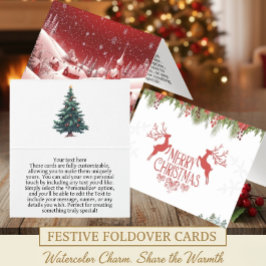 "Customizable Snowy Village Christmas Cards"