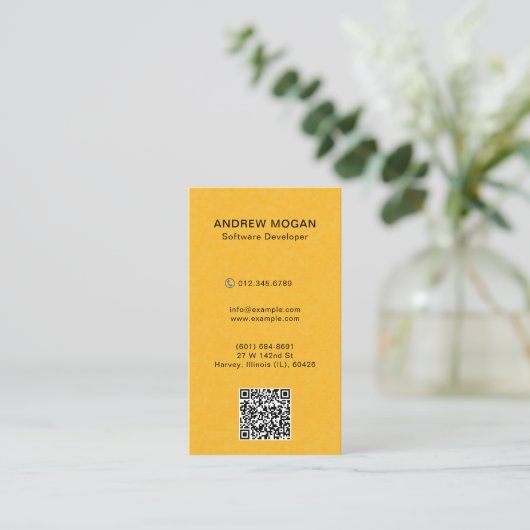 Customizable Software Developer H Mustard Visitenkarte (Stehend Vorderseite)